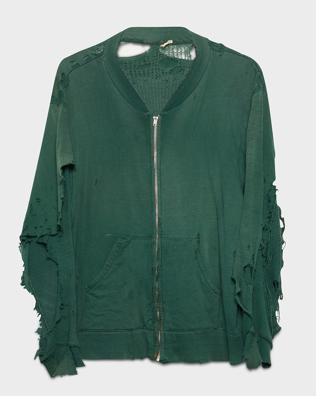 Thrashed Green Cardigan Zip-Up Sweatshirt