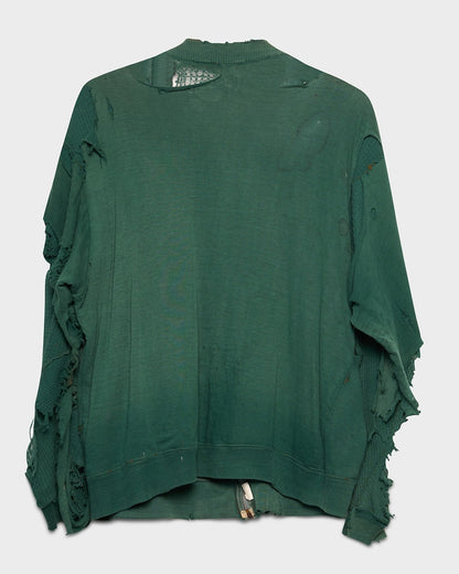 Thrashed Green Cardigan Zip-Up Sweatshirt