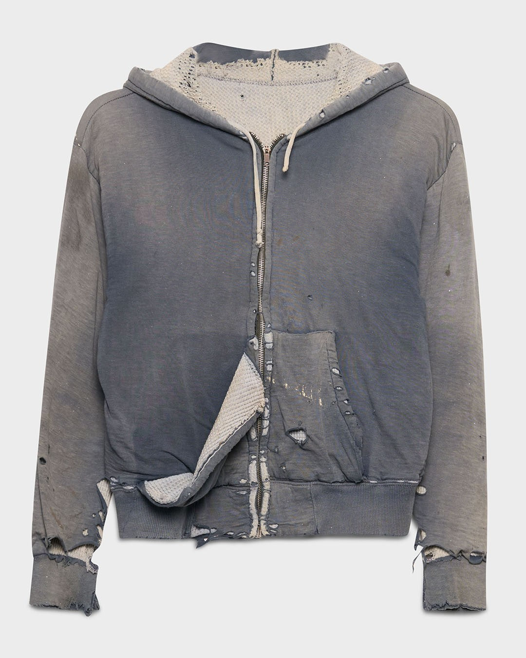 Faded Blue Thermal Lined Zip-Up Hoodie