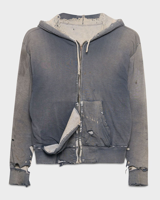 Faded Blue Thermal Lined Zip-Up Hoodie