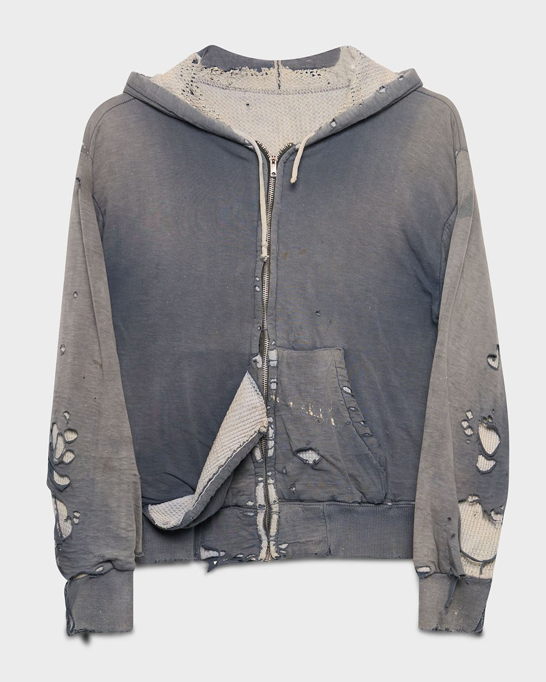 Faded Blue Thermal Lined Zip-Up Hoodie