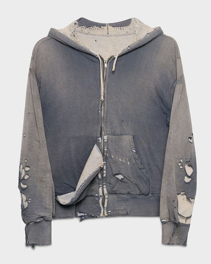 Faded Blue Thermal Lined Zip-Up Hoodie