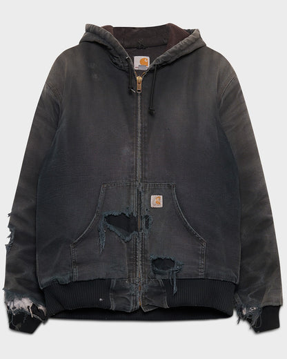 Thrashed Black Carhartt Hooded Jacket