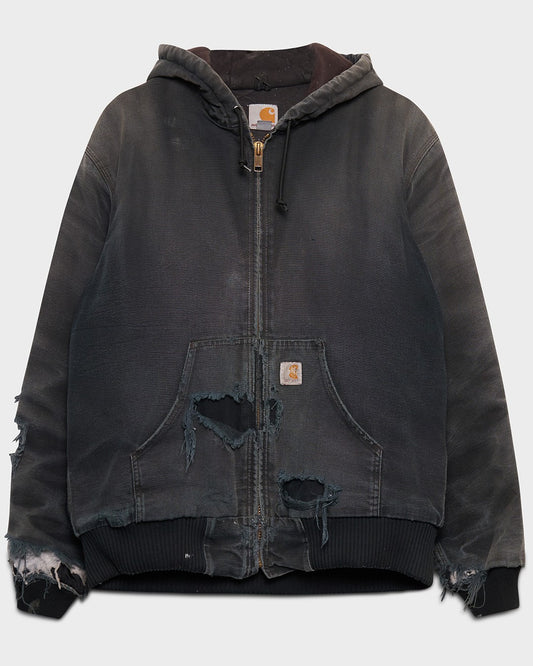 Thrashed Black Carhartt Hooded Jacket