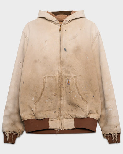 Distressed Tan Carhartt Hooded Jacket