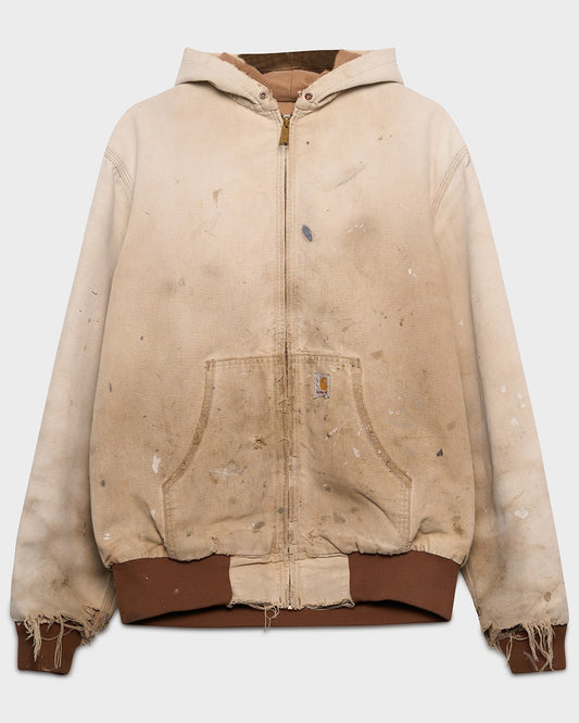 Distressed Tan Carhartt Hooded Jacket