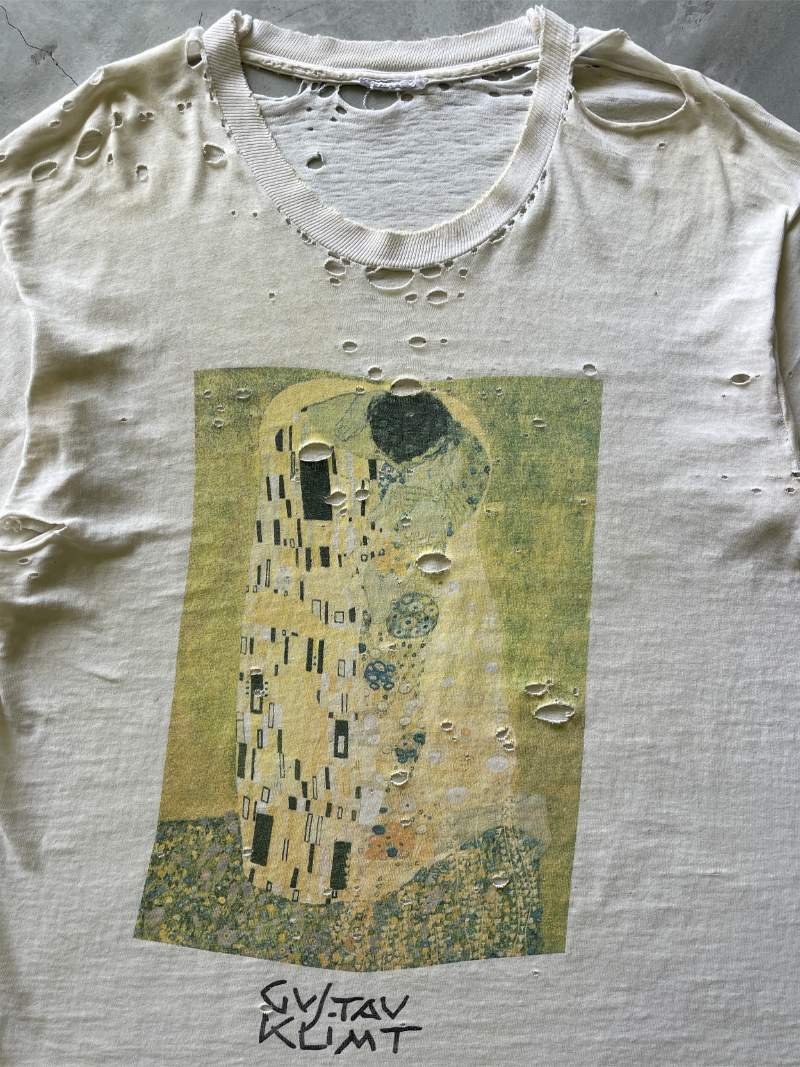 White Thrased Gustav Klimt The Kiss Art T-Shirt - 90s - L/XL