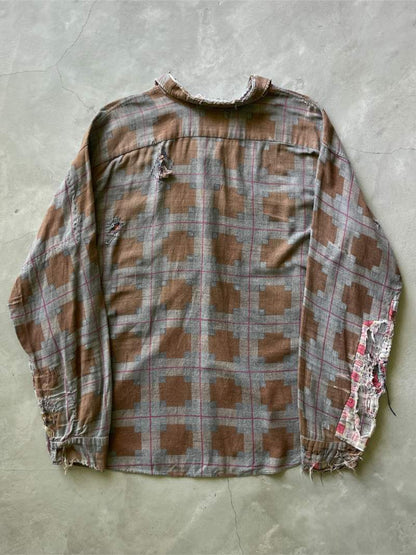 Brown Heavily Repaired Beal Flannel - 50s/60s - XL