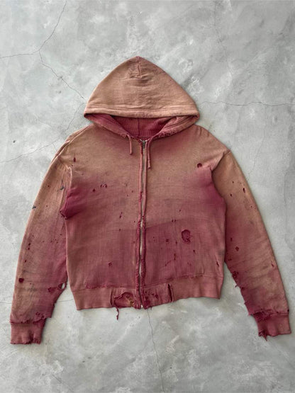 Maroon Thermal Lined Zip-Up Hoodie - S