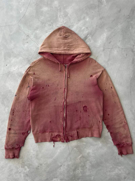 Maroon Thermal Lined Zip-Up Hoodie - S