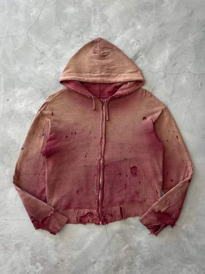 Maroon Thermal Lined Zip-Up Hoodie - S