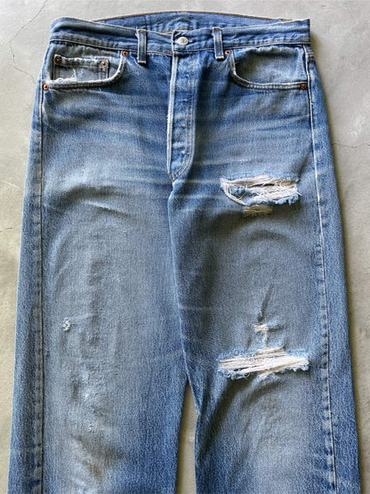 Distressed Levi's 501 Denim Jeans - 80s - 32"