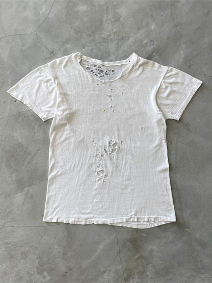 Thrashed White Blank T-Shirt - S/M