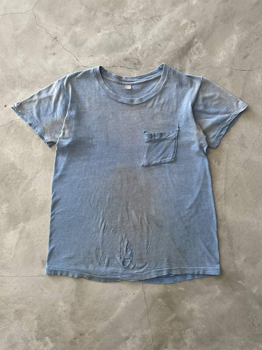 Dirt Stained Blue Pocket T-Shirt - XS/S