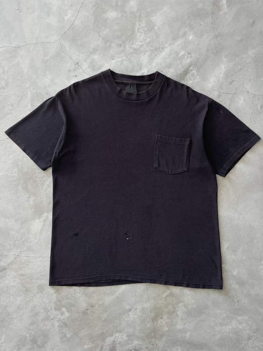 Faded Black Pocket T-Shirt - XL