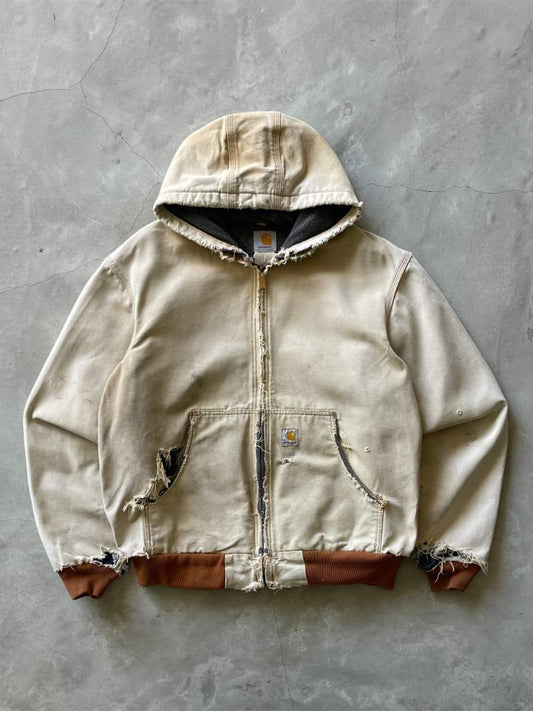 Thrashed Tan Carhartt Hooded Jacket - 90s - L