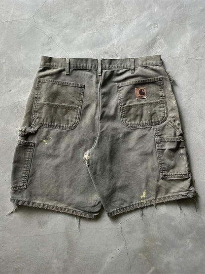 Thrashed Mos Green Carhartt Carpenter Shorts - 00s - 36"