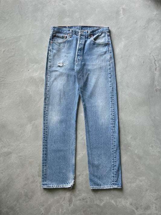 Sun Faded/Distressed Levi's 501XX Denim Jeans - 90s - 33" x 32"