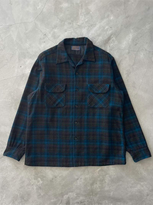 Black/Blue Pendleton Wool Shirt - L