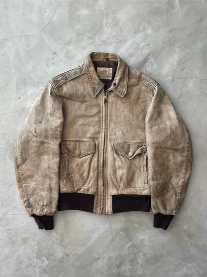 Golden Bear Leather Bomber Jacket - M