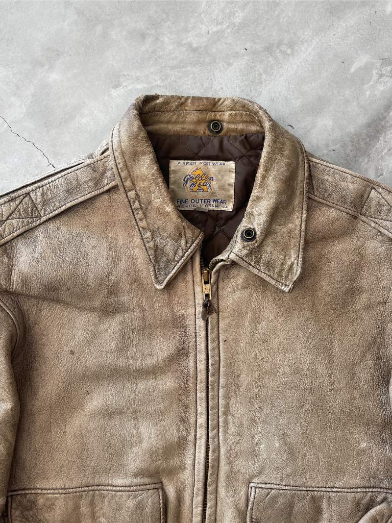 Golden Bear Leather Bomber Jacket - M