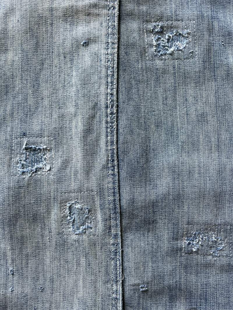 Thrashed & Repaired Sun Faded Work Master Cropped Denim Jacket - 50s - L