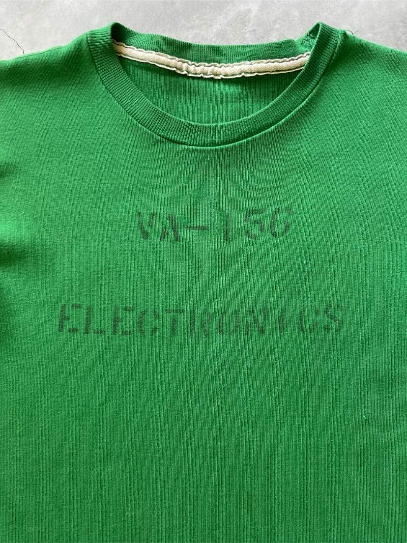 Emerald Green Electronics Stencil Cut-Off T-Shirt - 50s/60s - XS/S