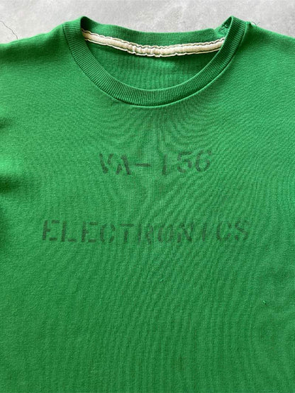 Emerald Green Electronics Stencil Cut-Off T-Shirt - 50s/60s - XS/S