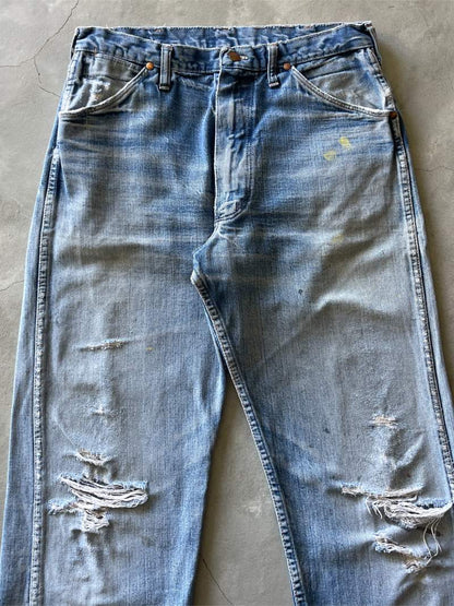 Distressed Wrangler Denim Jeans - 34" x 30.5"