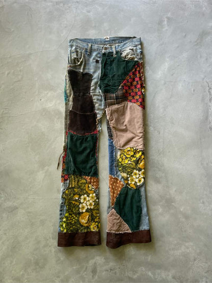 Hippie Patchwork Lee Flared Denim Jeans - 60s - 31”