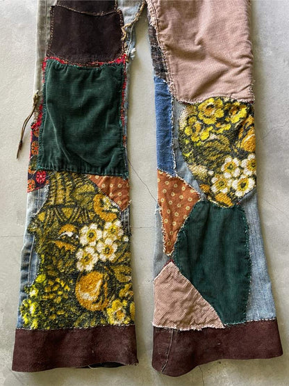 Hippie Patchwork Lee Flared Denim Jeans - 60s - 31”