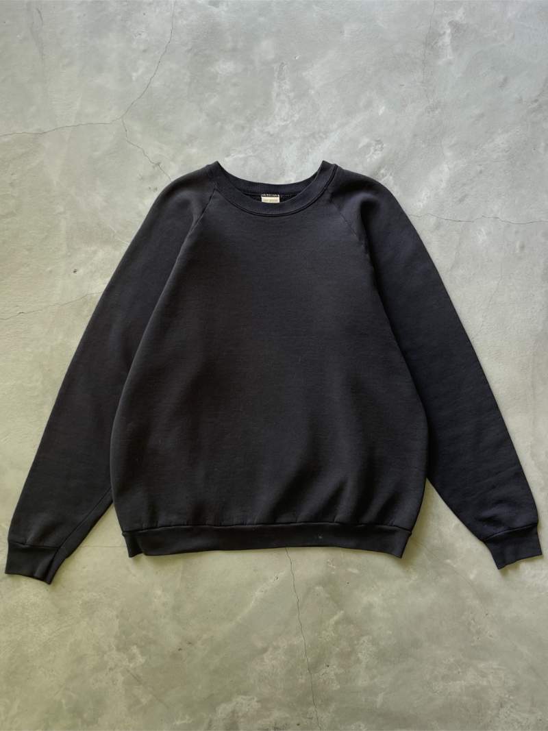 Black Raglan Sweatshirt - 90s - XL/XXL