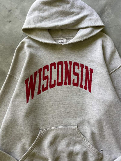 Light Grey Wisconsin Hoodie - 00s - L