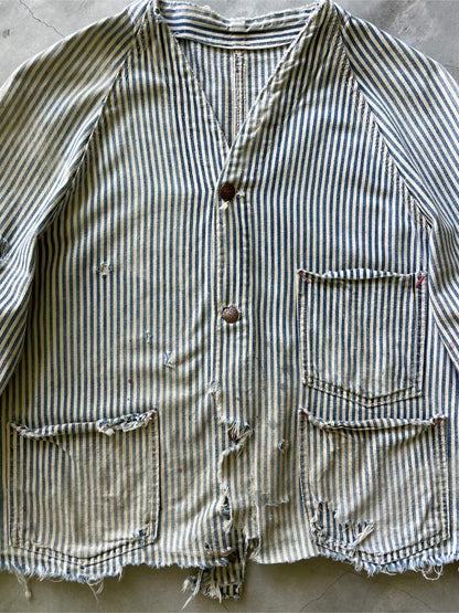 Thrashed Pay Day Hickory Striped Engineer Jacket - 50s - M/L