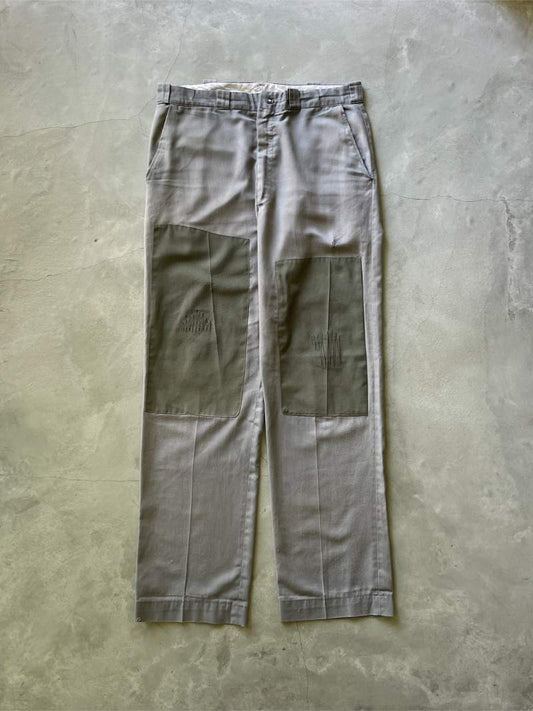 Grey/Military Green Double Knee Work Pants - 70s - 36”