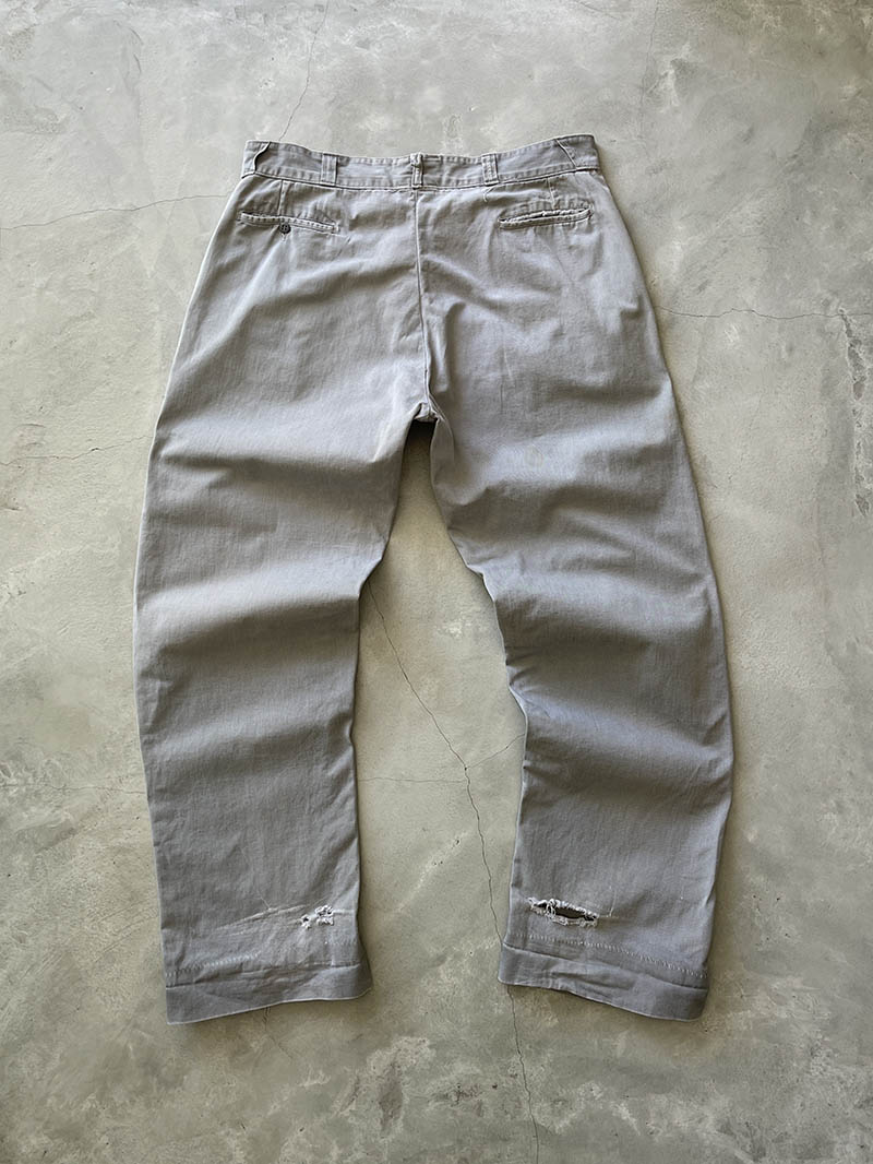 Sun Faded Grey Military Chinos - 50s/60s - 38"