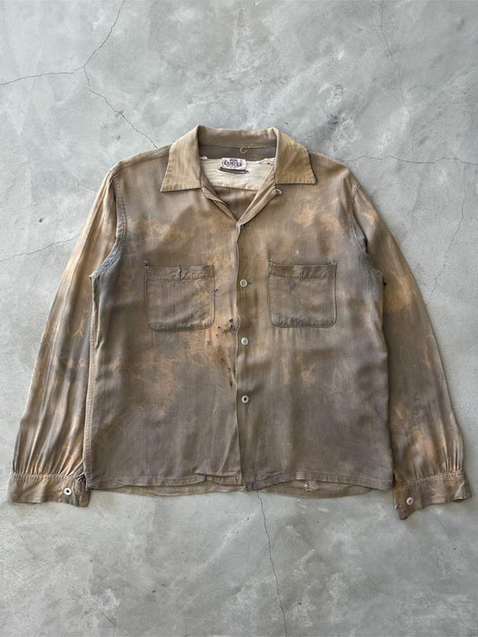 Electric Brown Rayon Button Down - S/M