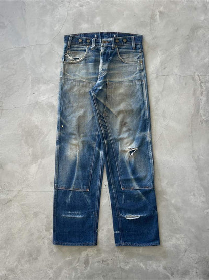 Prison Blue Denim Double Knee Pants - 34"