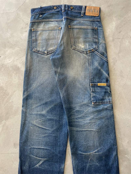 Prison Blue Denim Double Knee Pants - 34"