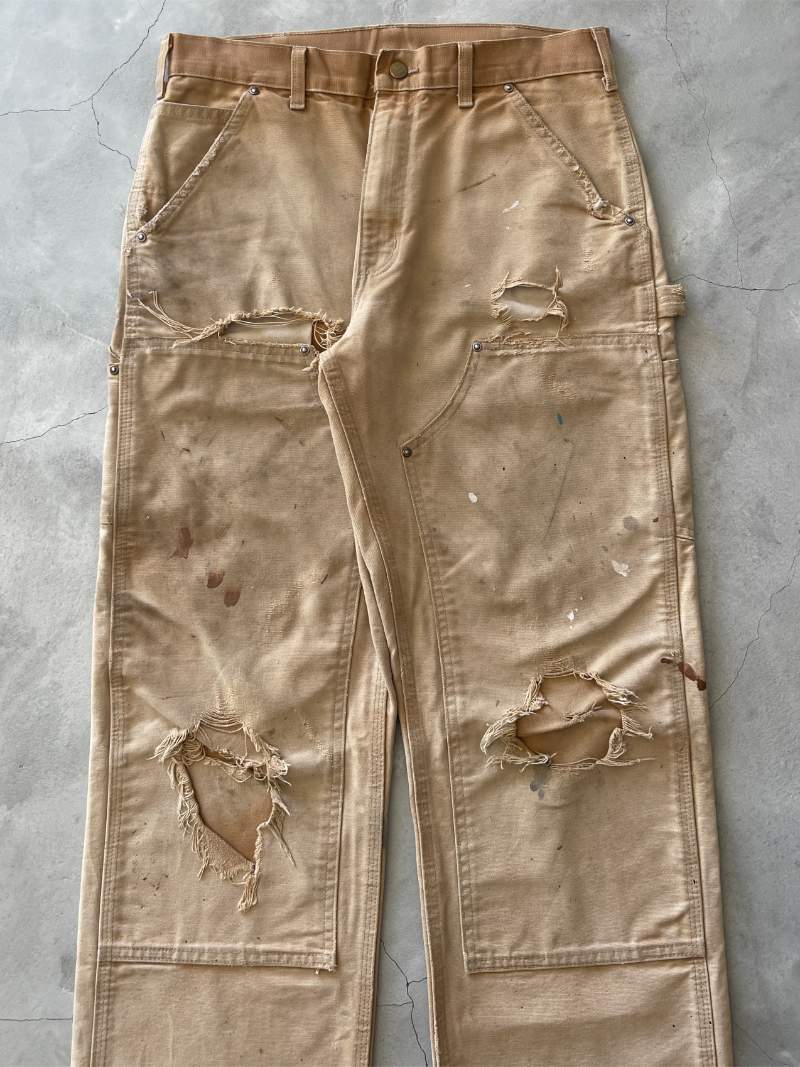 Distressed Tan Carhartt Double Knees - 34"