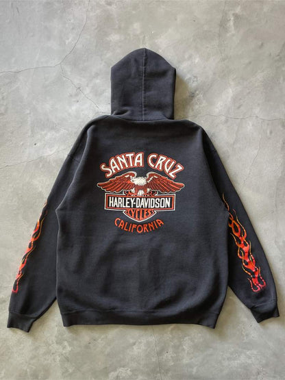 Harley Davidson Flames Zip-Up Hoodie - L/XL