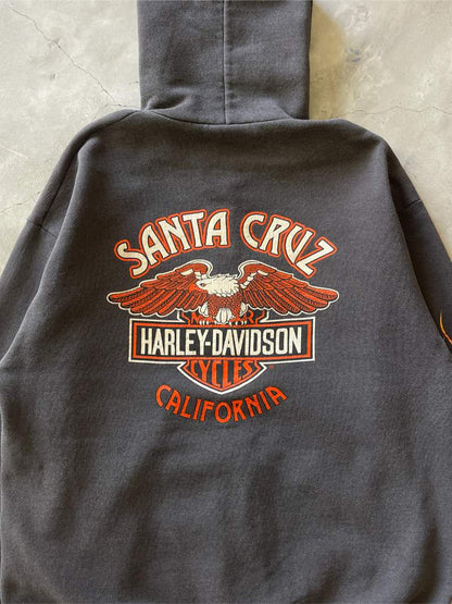 Harley Davidson Flames Zip-Up Hoodie - L/XL