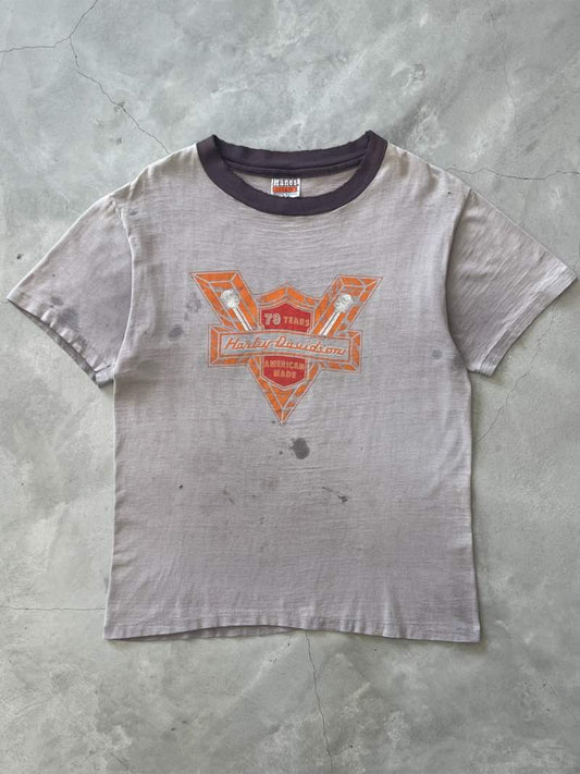 Very Sun Faded Harley Davidson Long Beach T-Shirt - 80s - L