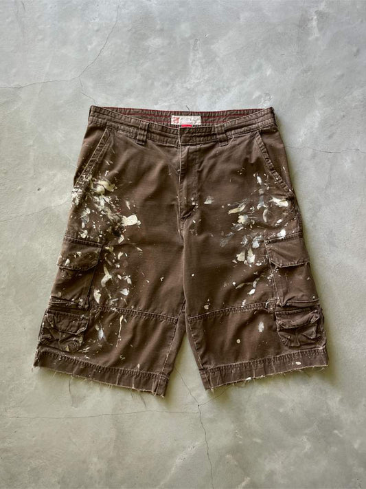 Brown Painted Cargo Shorts - 00s - 34"
