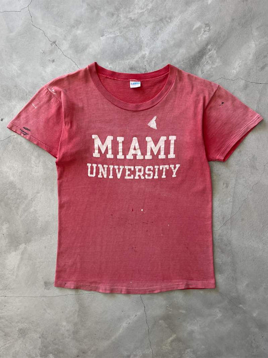 Sun Faded Red Miami University T-Shirt - 1980s - XS/S