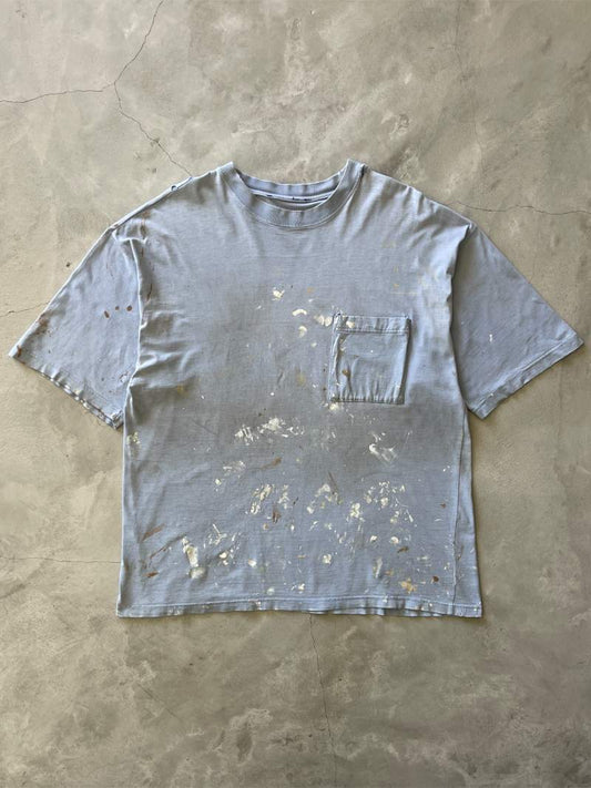 Painted Baby Blue Pocket T-Shirt - 90s/00s - Boxy XL