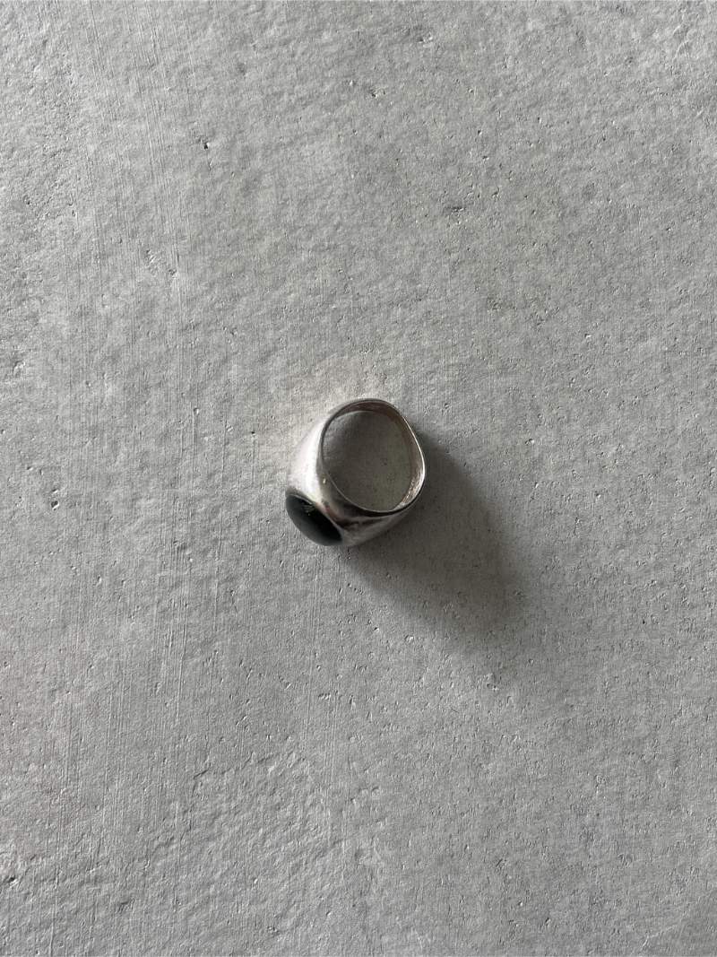 .925 Silver & Black Onyx Ring - Size -6