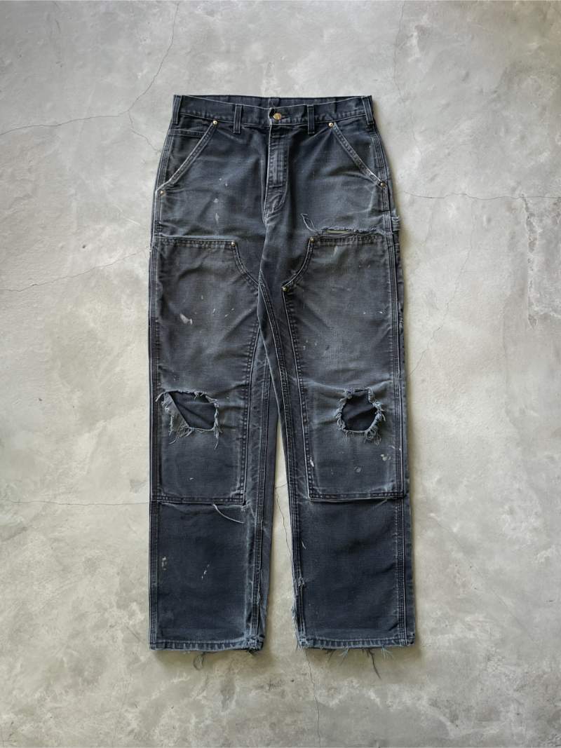 Distressed Black Carhartt Double Knee Pants - 90s - 32"