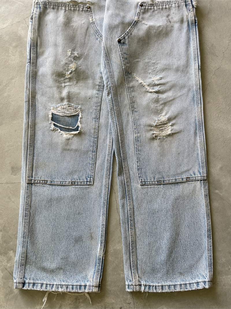 Distressed Light Wash Denim Carhartt Double Knees - 90s - 32"