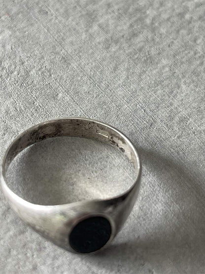 .925 Silver & Black Onyx Ring - Size 10